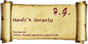 Hanák Gergely névjegykártya